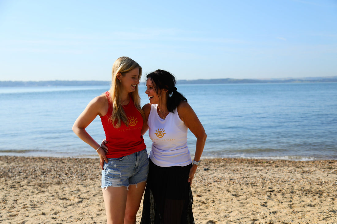 Mum and Daughter in Positive Clothing on Beachfront