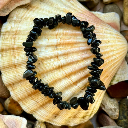 Black Obsidian Chip Bracelet